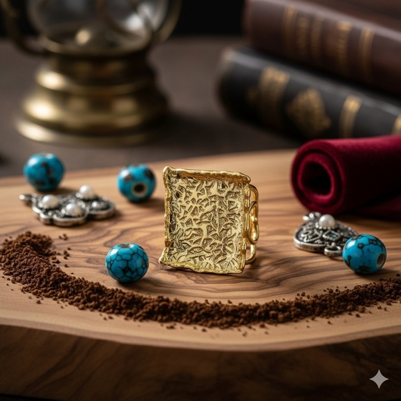 🆕️Turkish Artisan 18K Gold Plated Brass Adjustable Trendy Luxury Cocktail Ring - Picture 13 of 13